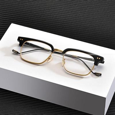 Neo Retro 52010 Halbrahmenbrille mit Hornrand, Gold