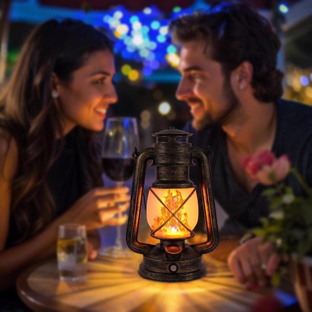 2025 Cross-border LED Atmosphere Desk Lamp Retro Flame Horse Lantern