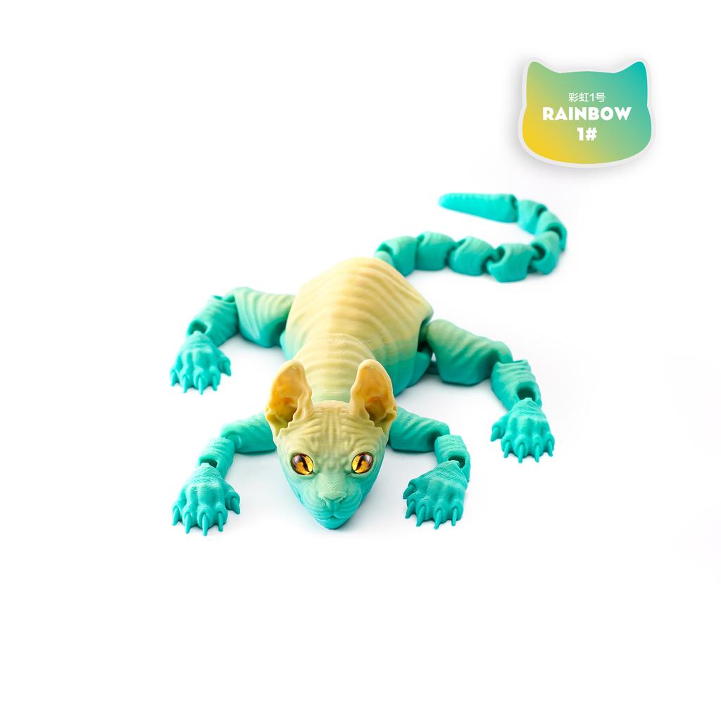 3D Printed Sphynx Cat Fidget Toys Realistic Hairless Figurine Articulated Cat Funny Toy for Cats Lover Collector Home Decoration