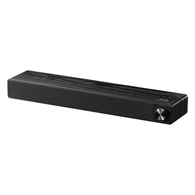 Sanwa Direct 40cm Passive PC Soundbar, Wooden, Wide, 20W, Bluetooth/Wired, 3.5mm, MicroSD/USB Compatible, Rechargeable, Radiator, Speaker, 400-SP120
