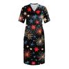 Summer Plus Size V Neck Short Sleeve Knee Pocket Gradient Print Casual Dress For Women