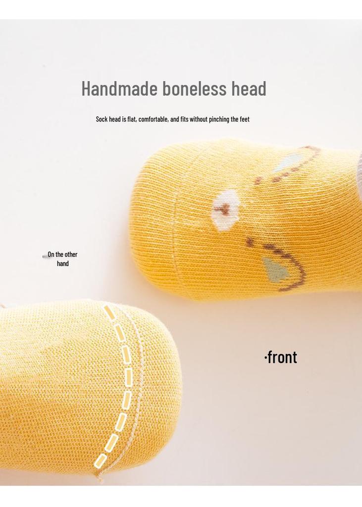 New Spring & Autumn Cartoon Mid-Calf Socks for Newborns & Toddlers - Loose Cuff, Seamless Design