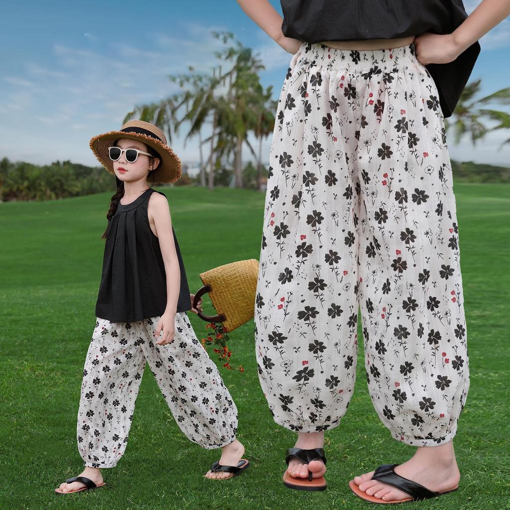 Girls' Summer Anti-Mosquito Cuffed Casual Pants