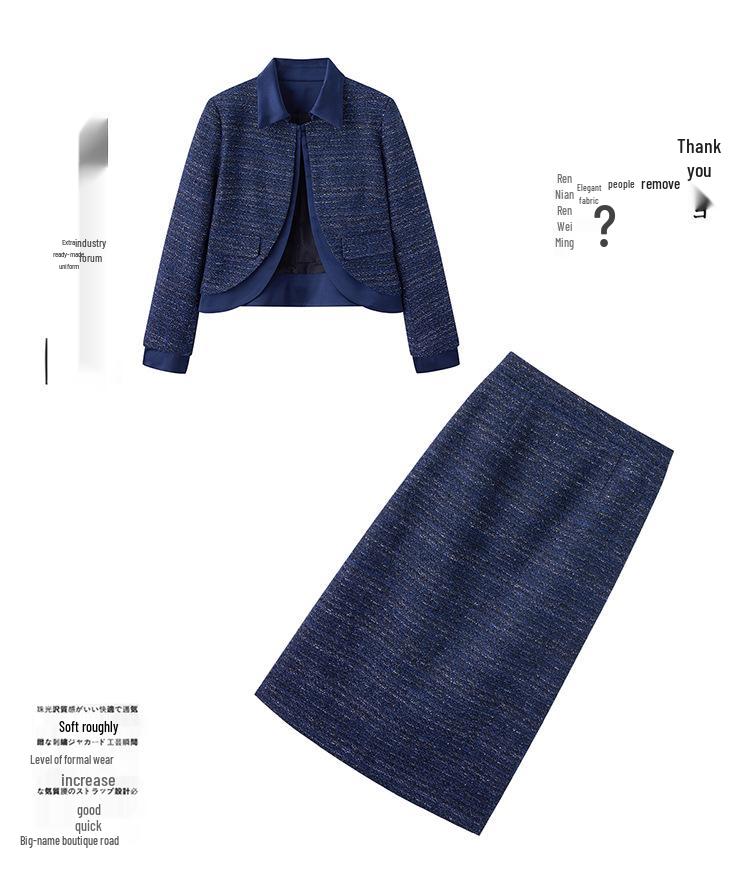 Spring 2025: Chic OL Style Two-Piece Set - Short Jacket & Midi Skirt