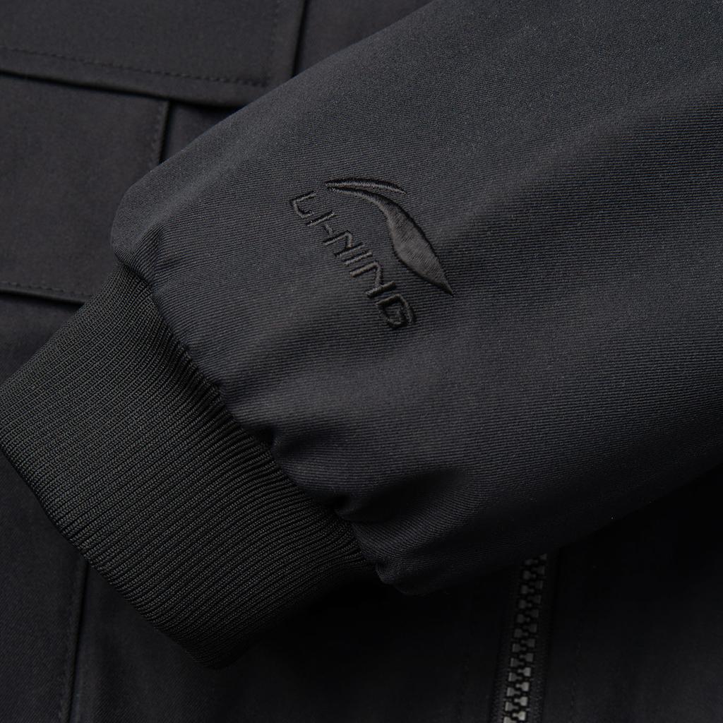 Li Ning Daily Prosperity Series CNY Comfortable Casual American Style Simple Baseball Loose Single-Breasted Cotton Jacket Men Jackets Black AJMV057-1
