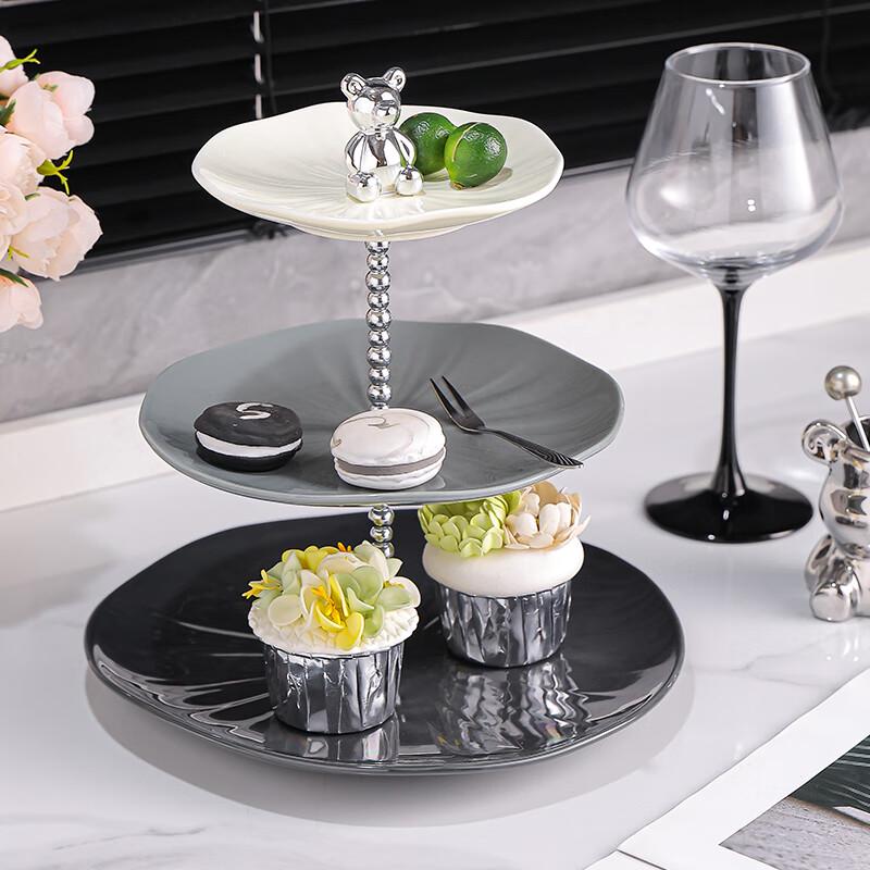 Элегантная многоярусная керамическая подставка для фруктов и десертов