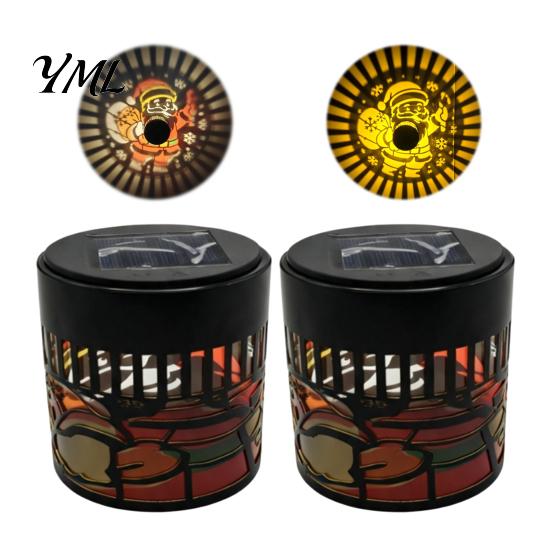Automatic Dusk to Dawn Sensors Solar Christmas Wall Light, Santa Claus Projection Lamp with Rust-Proof Iron Waterproof Metal Fence Lighting
