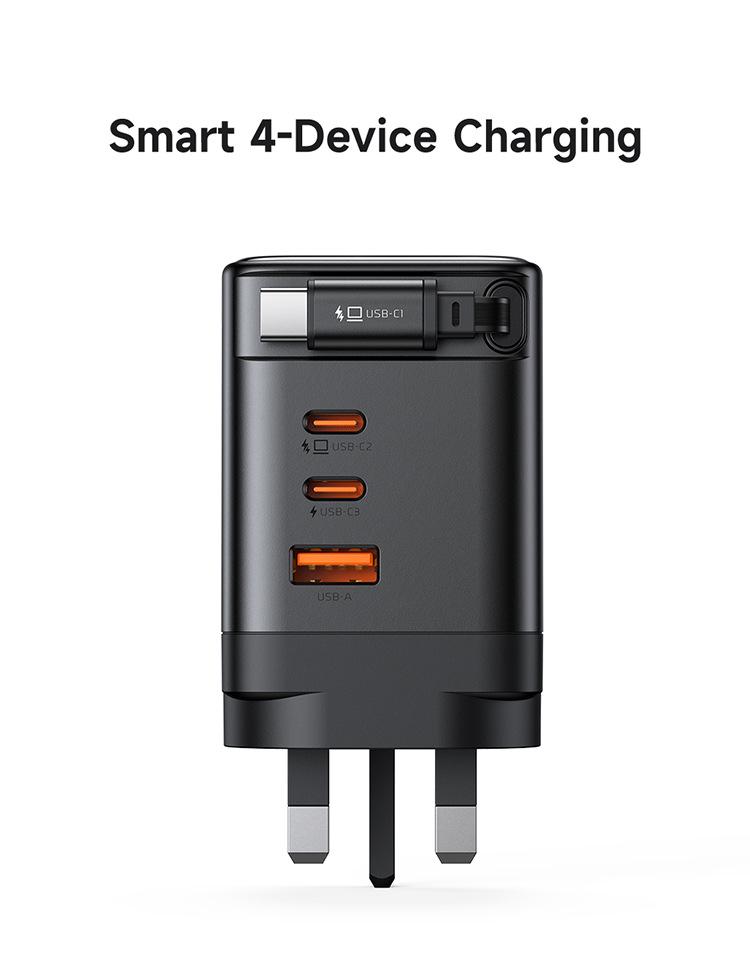 Mai Duo Duo MDD FreeGo 100W GaN USB-C Retractable Cable Fast Charger 3C1A
