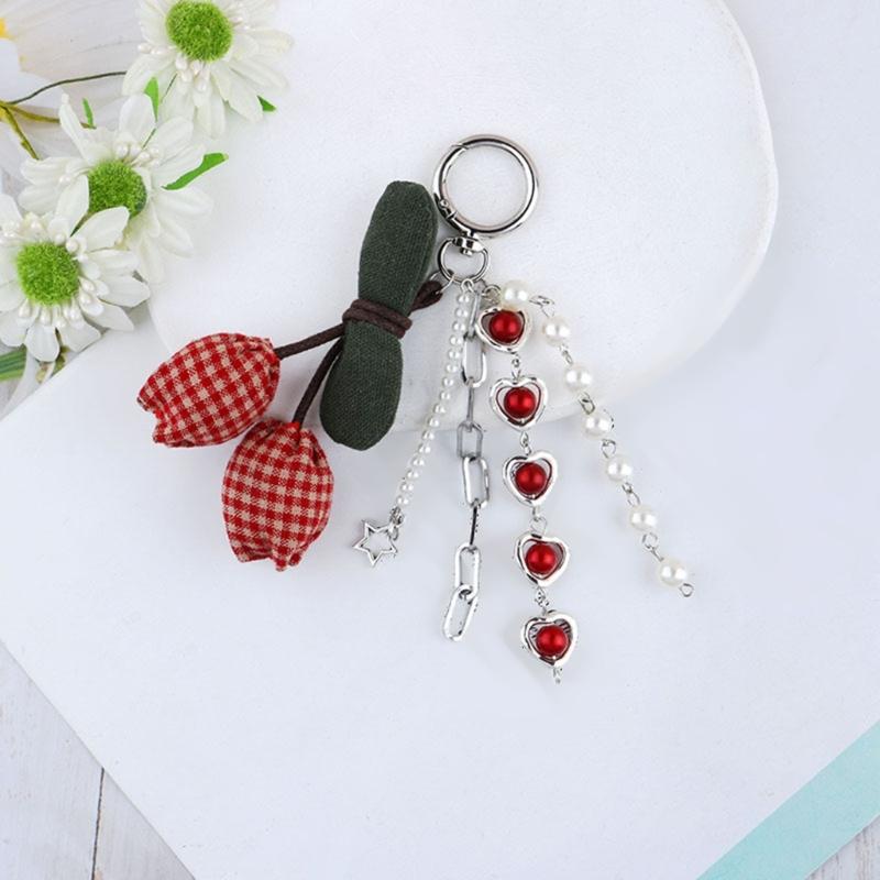 Cherry Shape Keychain Fashion Keyring Pendant Car Key Chain Hanging Ornaments Keyholders Bag Pendant Charm Decorations