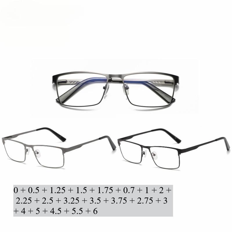 Men Square Metal Large Frame Reading Spring Leg Elderly Presbyopia Glasses Blue Light Blocking Eye Protection Eyeglasses