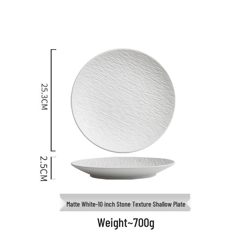 Black and White Ceramic Food-Grade Shallow Plate - Luxury Style for Meals and Breakfasts