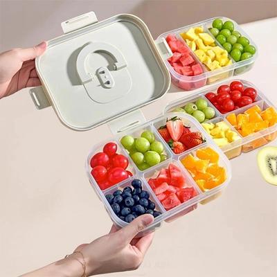 2/3/4 Compartment Plastic Divided Lunch Box Microwave Safe Portable Leak Proof Fruit Salad Food Container For Kids Students