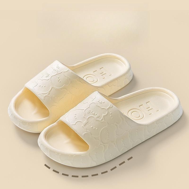 

2025 Новые летние парные шлепанцы на толстой подошве, удобная уличная обувь EVA, нескользящие, с надписью краской, универсальные шлепанцы для женщин 40-41 жёлтый