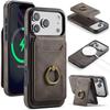 2 in 1 Detachable  Leather Phone Case for IPhone 17 16 Pro Max 15 14 Plus Air 16E 17E 13 12 Ring Card Wallet for MagsafeCover