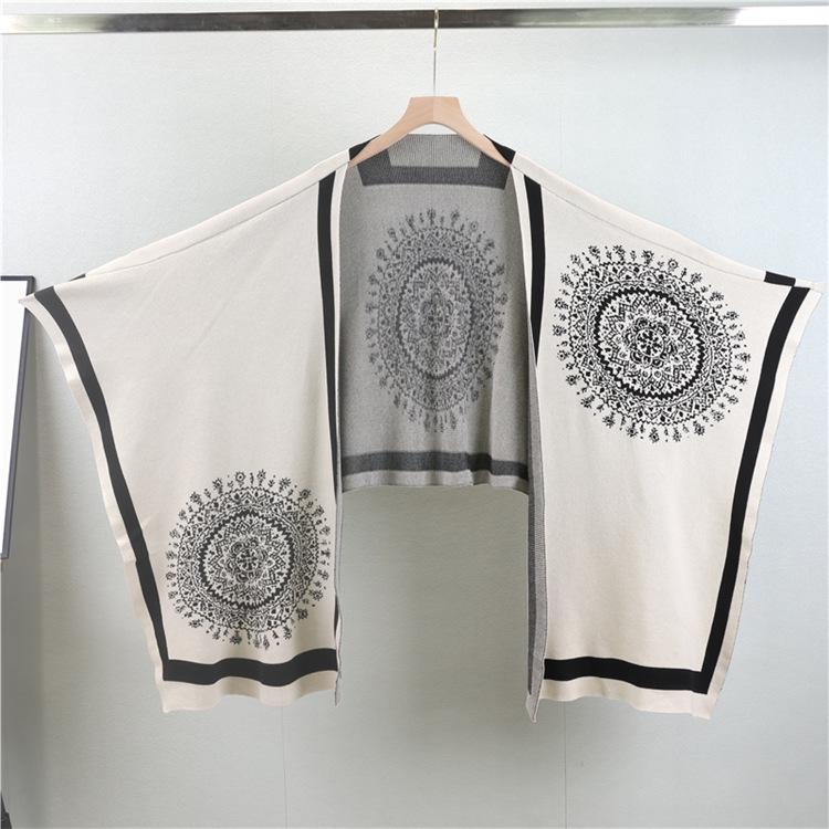 Women's Autumn Casual Three-Piece Set: Knitted Cardigan, Shawl Cape, Wide-Leg Pants