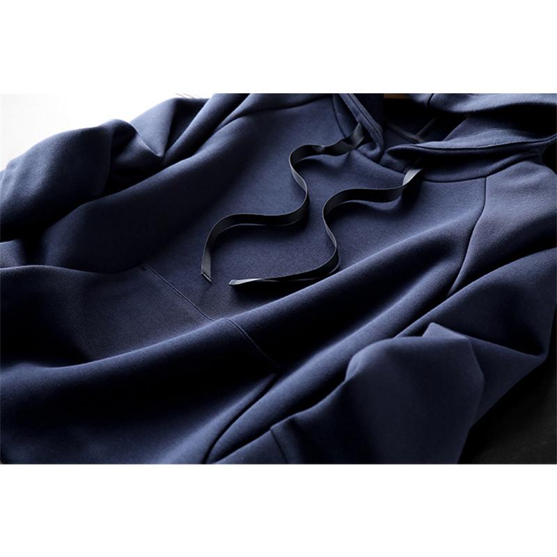 Dámská mikina Ležérní Volná Kapesní Mikina Módní Top Stahovací šňůrka Dlouhý rukáv Jednobarevný Pulovr