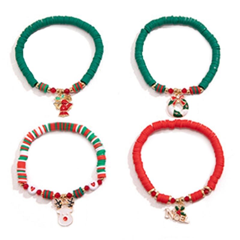 Multifuntional Elastic Bead Bracelet Soft Clay Adjustable Bracelets Set for Christmas Celebration and Everyday Wear
