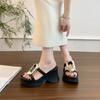 French platform-soled wedge slippers women's 2025 summer new outer wear with skirt height increase small one-word sandals