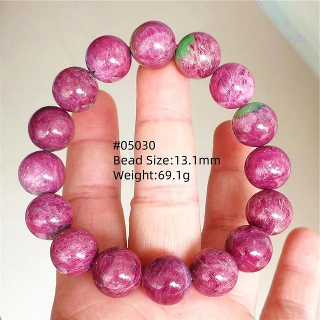 Natural Ruby Round Beads Tungsten Classic Strand Bracelet Jewelry Rare Red Watermelon Ruby Zoisite Unisex Party AAAAAAA