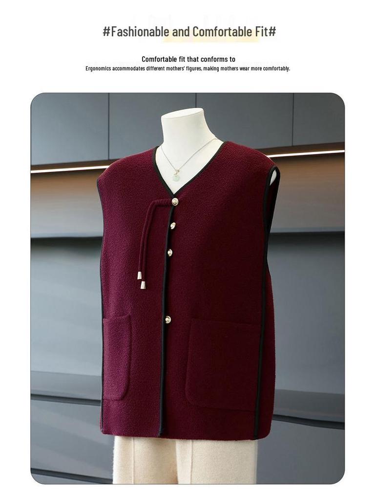 New Autumn Chinese-Style Vest for Middle-Aged & Elderly Women - Sleeveless Jacket for Spring & Autumn