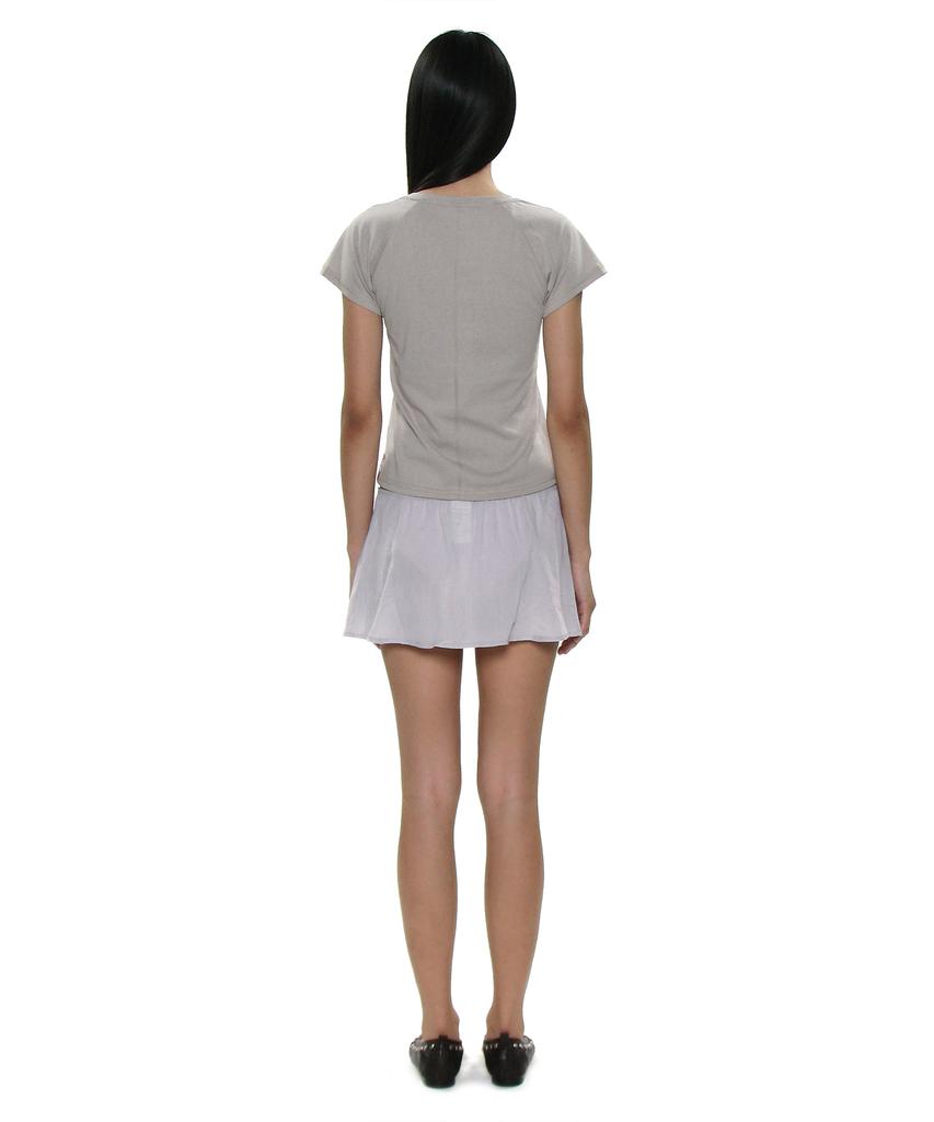 PARTIMENTO WOMEN Pwc Cotton Lace Trim Gored Mini Skirt_Light Grey