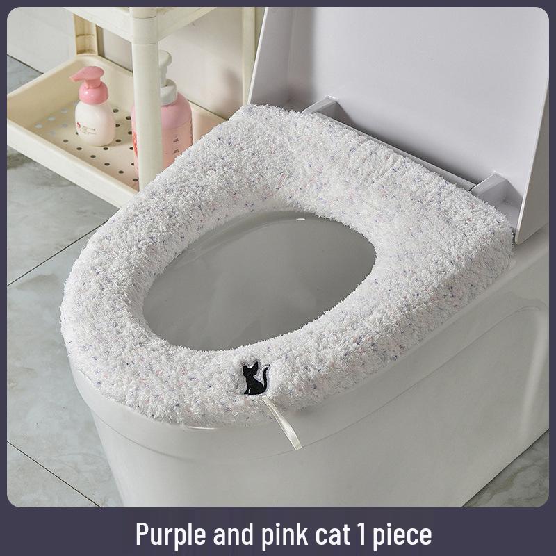2025 Thick Velvet Plus Size Plush Toilet Seat Cushion - Warm, Washable, O-Shape Winter Cover
