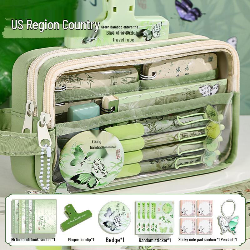2025 Large Capacity 5-Layer Chinese Style Transparent Pencil Case - Ancient Style Ita Bag for Boys and Girls