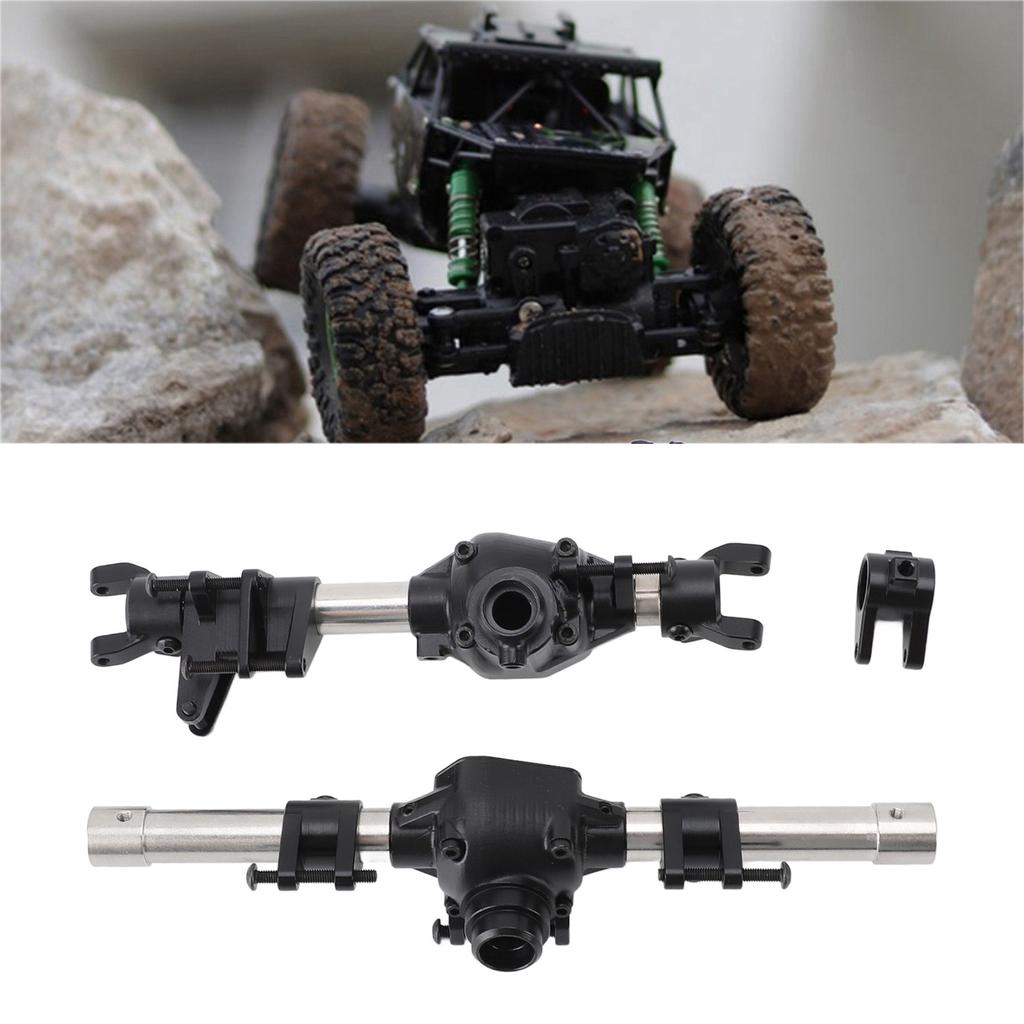 RC Car Front Rear Axle Black Stainless Steel Aluminum Alloy Anodized RC Front Rear Axle Set for SCX10 PRO