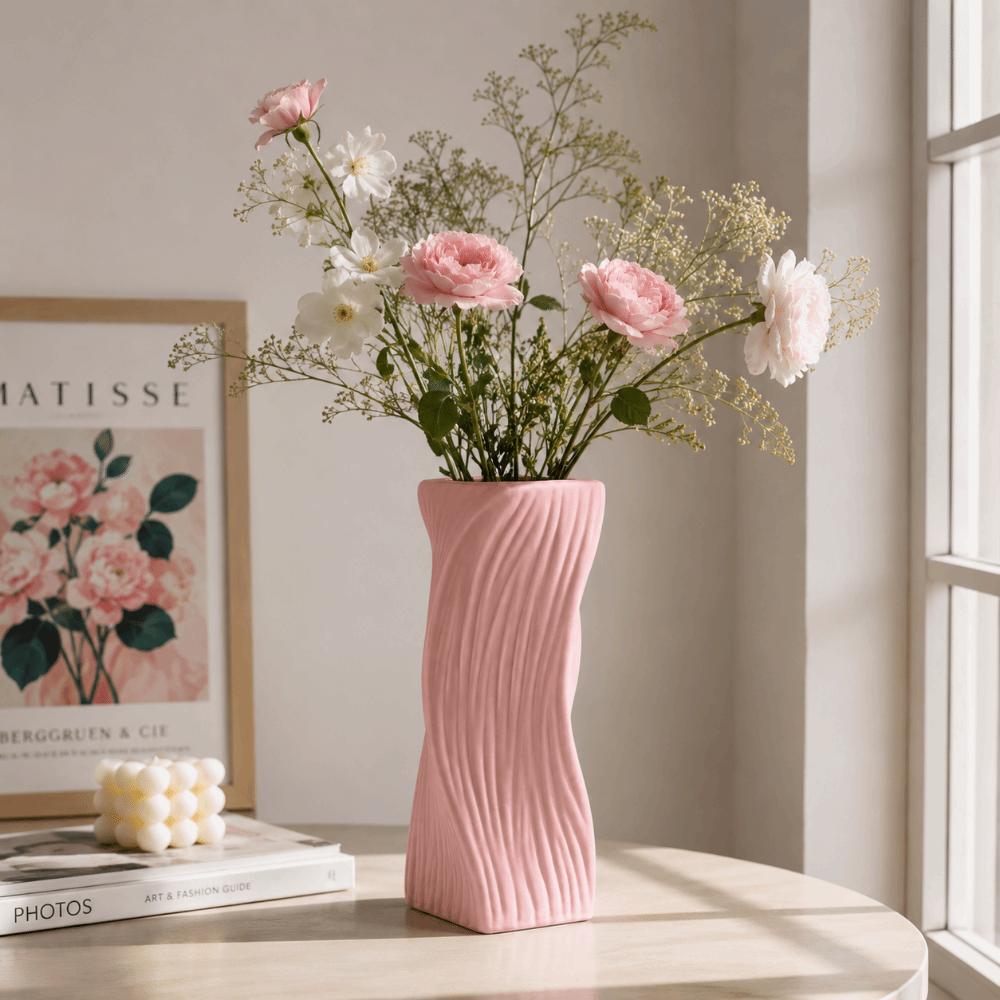 Home Decor Flower Vase Wave Pattern Irregular Vases Pots Hydroponic Bottle  Office Decoration