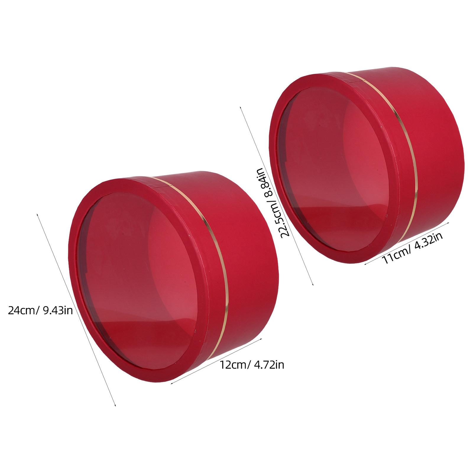 

2Pcs Transparent Round Flower Boxes PVC Window Floral Present Packaging Valentine Day Bouquet Gift Packaging Flower Box other червоний