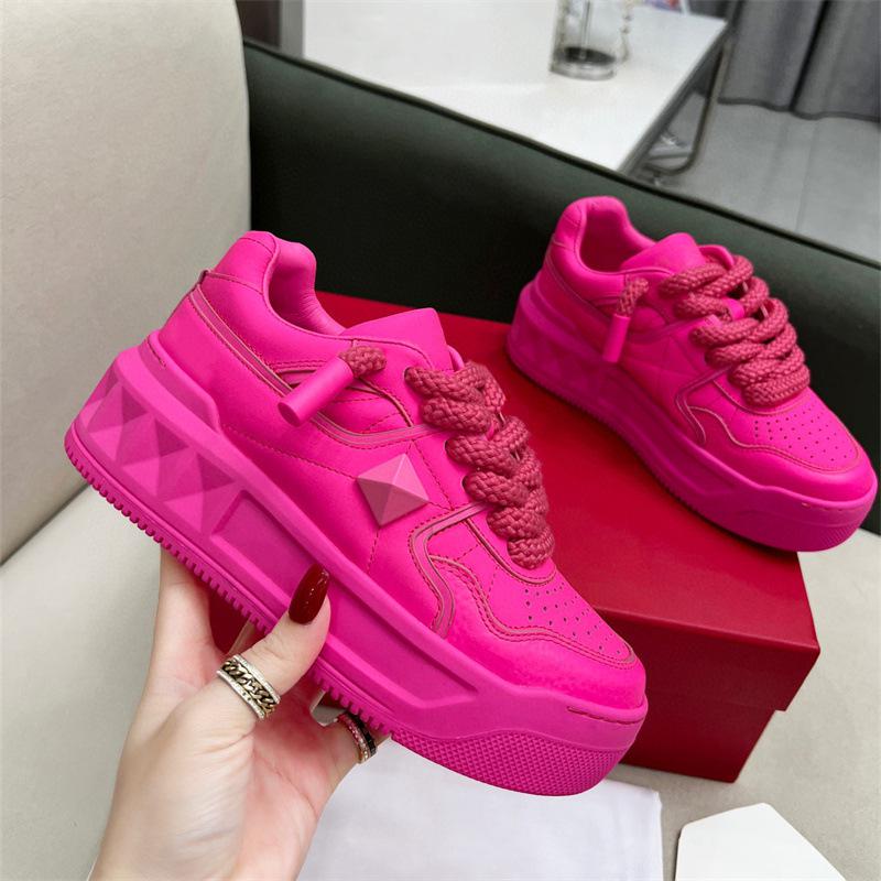 Fashion New Women's Sneakers Solid Color Fashion Designer Casual Shoes Platform Lace Up Vulcanize Shoe Walking Running Shoes For Men