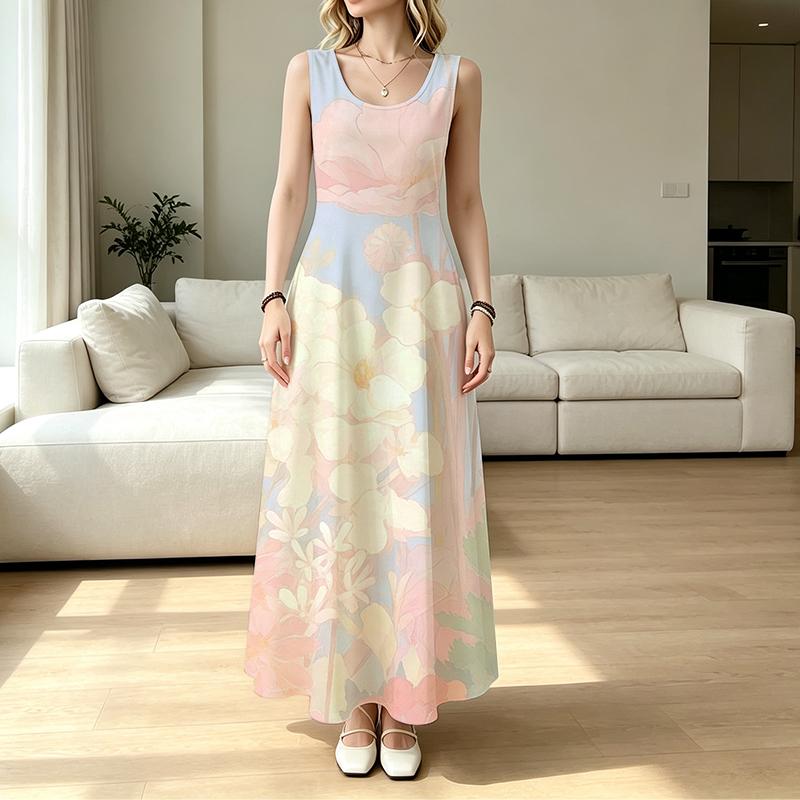 Women's Sleeveless Beach Dress - A-Line Flowy Maxi, Lightweight Summer Dress for Women, Ideal for Vacation, Daily Casual & Outdoor Activities