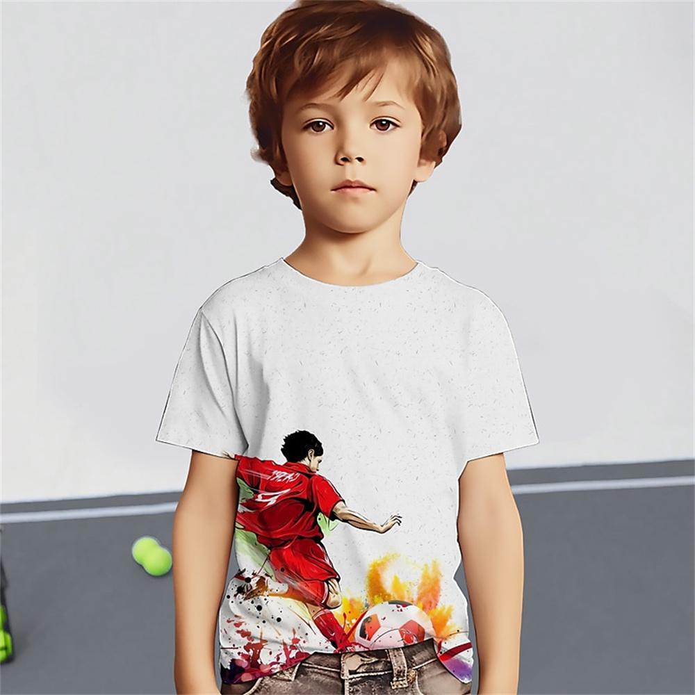 

Футболка с принтом «Футбол» 3D для детей, спортивные футболки на день рождения, детская одежда, повседневные футболки для мальчиков и девочек, топы, футболки 160