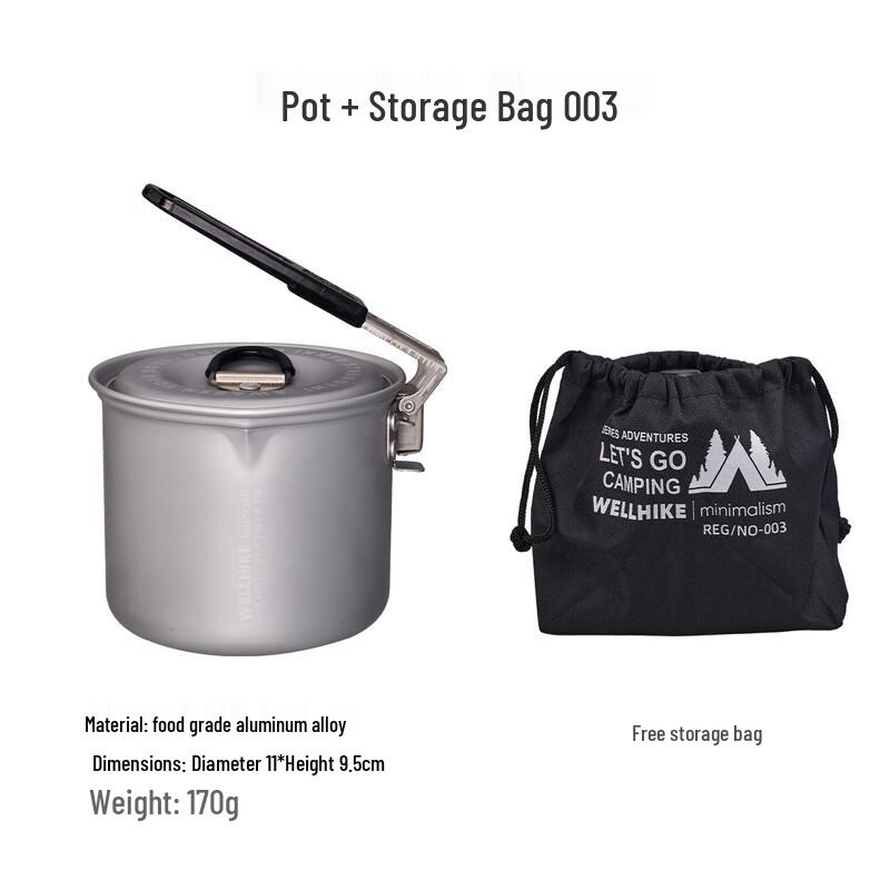 Junkaiwei Portable Camping Aluminum Cook Pot