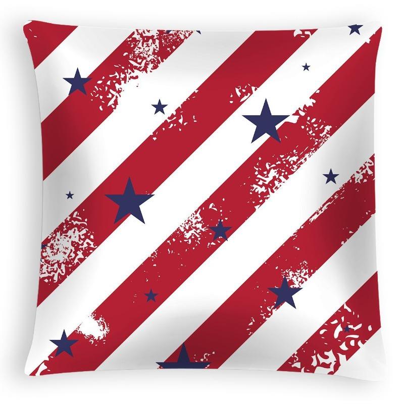 New American Independence Day Pillowcase, American Peach Skin Velvet Printed Cushion Cover, Sofa Pillow Cover
