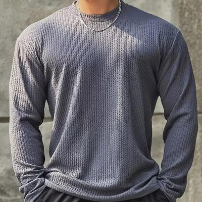 Men's Anti-Wrinkle Long Sleeve Sport Pullover - Breathable, Trendy Fitness Shirt