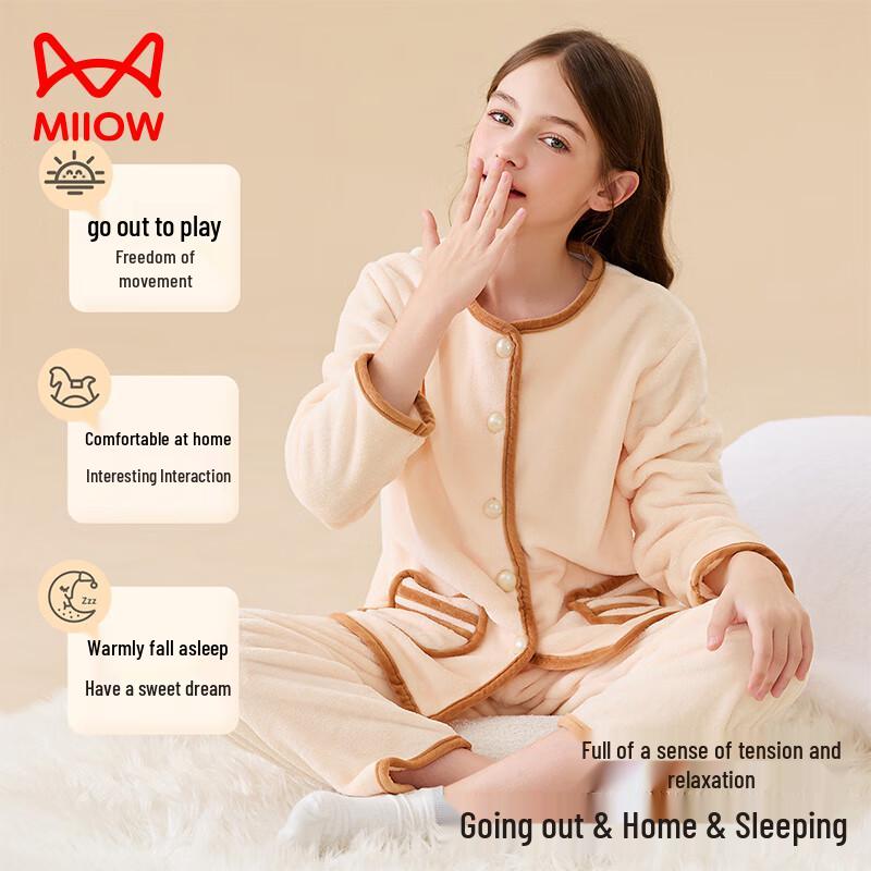 Mao Ren Girls' Winter Coral Fleece Pajama Set