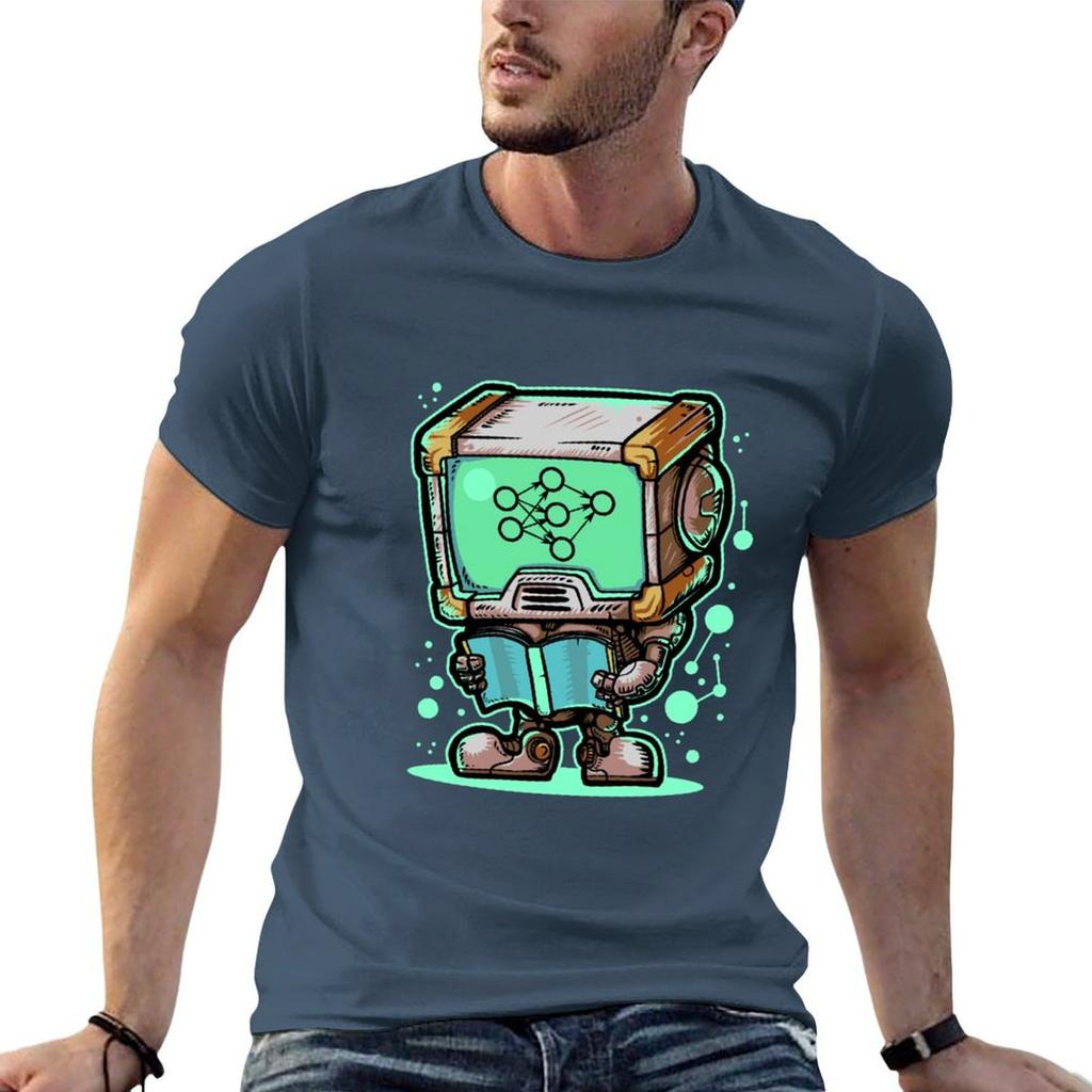 Machine Learning Robot TShirt Soft Casual Short Sleeve Cotton Tee