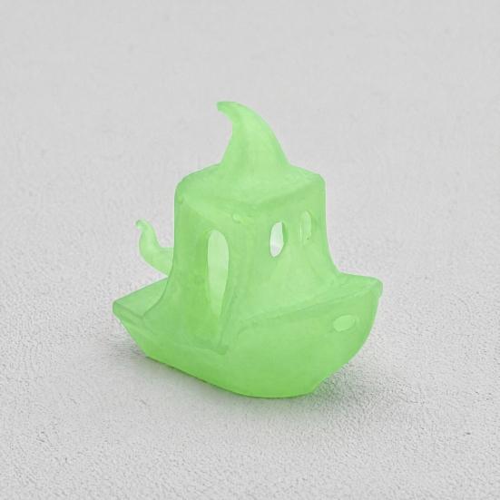 Atmospheric Holiday Props 3D Printed Halloween Boat Figurine, Spooky Ghost Pumpkin Home Accents Ship Statue for Party Tabletop Decor Festive