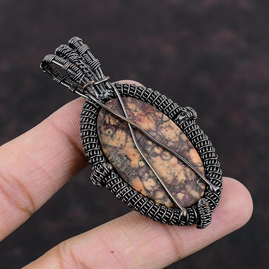 Birds Eye Jasper Pendant Copper Wire Wrapped Pendant Beautiful Copper Jewelry Handmade Gemstone Pendant Wire Wrapped Jewelry Engagement Gift