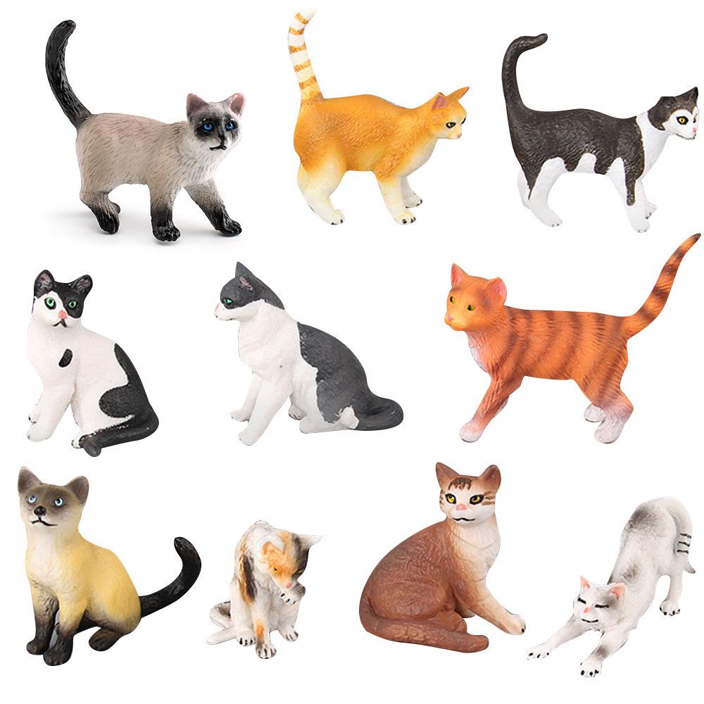 Children's Black and White Kitten Simulation Set - Toy Cat Figurine