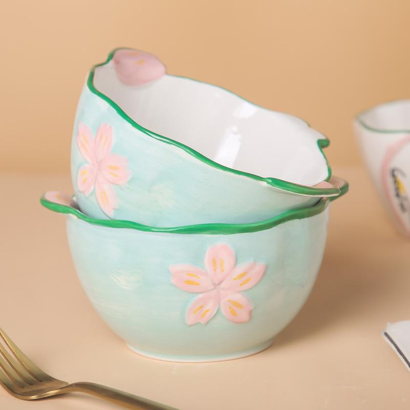 Creative cute cartoon ceramic tableware plate hand-painted ceramic bowl plate plate  set household tableware