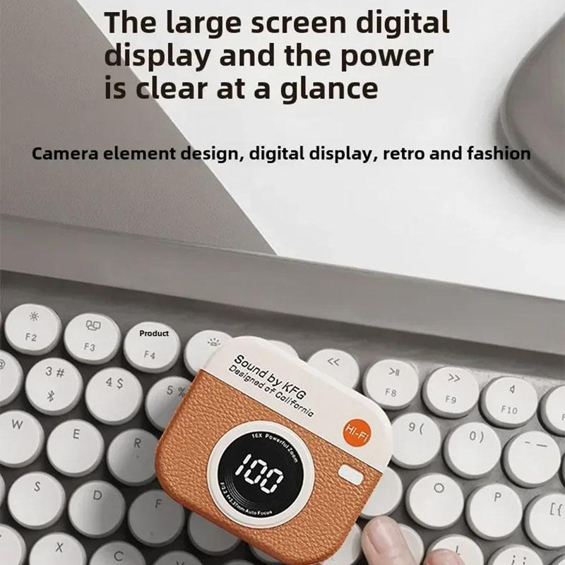 Wireless Bluetooth Headphones Retro Camera Creative Battery Level Display Music Earphones Long-Lasting Battery Life