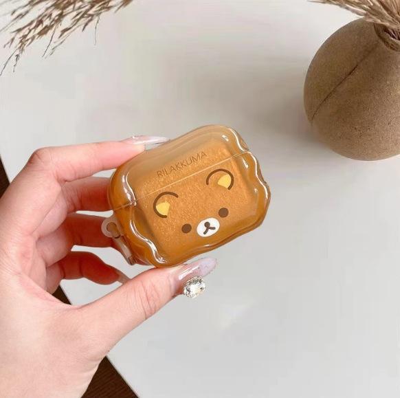 Applicable To the New AirPods Pro1 Apple Bluetooth Wireless Earphone Cover Pro1 Cartoon Creative Cute and Relaxed Bear