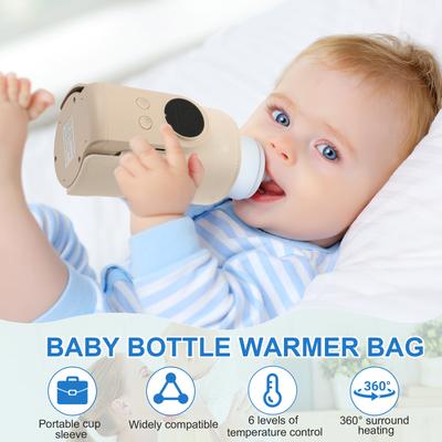 ABS Tragbare Flaschenwärmertasche 360° Heizung Babyflaschenwärmertasche 6-stufige Temperatureinstellung Intelligentes Milchwärmen für Zuhause