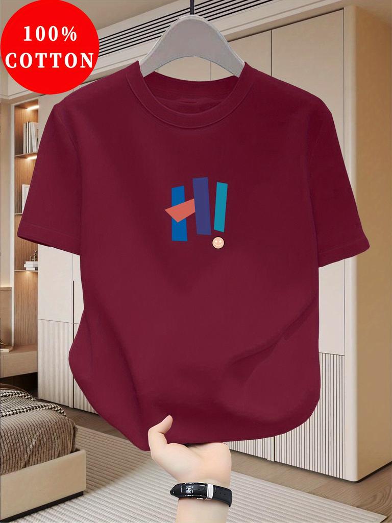 2026 Summer New Style Unisexs Pure Cotton TShirt Street Casual Fashion Soft and Comfortable Breathable Simple Pattern Print