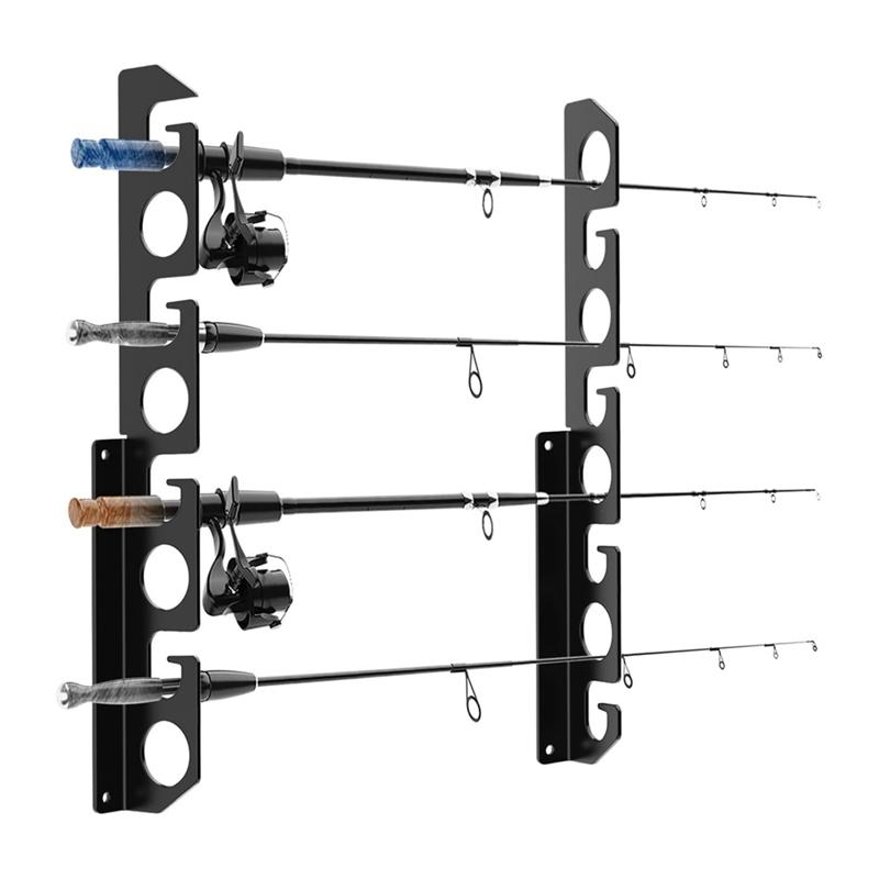 

A23I-Wall Mounted Fishing Rod Holder Fishing Poles Horizontal Support Rack Wall Ceiling Storage Rack чорний