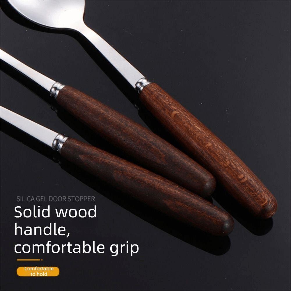 4Pcs Stainless Steel Chopsticks Fork Spoon Set Storage Case High-end Wooden Handle Cutlery Set Durable Reusable