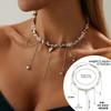 Sweet And Cool Hot Girl Metal Love Pendant Necklace Fashionable Irregular Beaded Tassel Chain Neck Chain