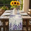 Spring Lavender Eucalyptus Leaves Linen Table Runner Party Decor Watercolor Floral Plant Dining Table Runners Wedding Decoration